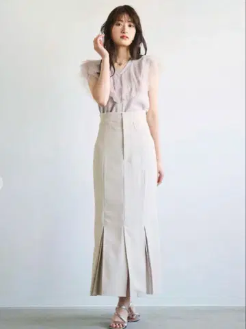 COCO DEAL 코코딜 하이웨스트 플리츠 디자인 머메이드 스커트