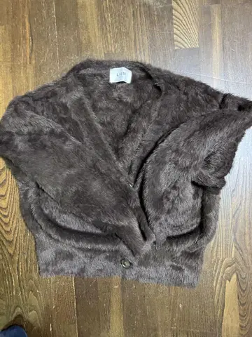 LIEN 브라운 퍼 가디건