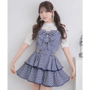 ROJITA 더블 리본 뷔스티에 스커트 셋업 네이비