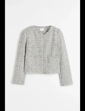 [ h&m ] 노카라 트위드 부클레 텍스처 자켓 M