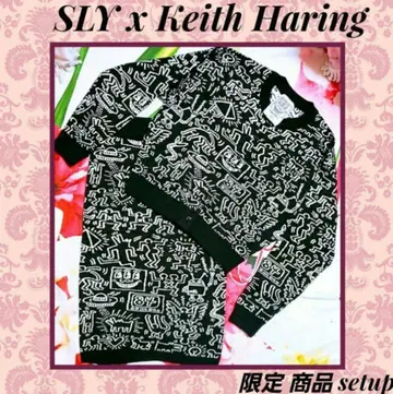 SLY x Keith Haring 한정판 셋업 가디건 스커트