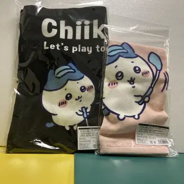치이카와(먼작귀) 골프 페이스 타월 모두 블랙 핸드 타월 하치와레 핑크
