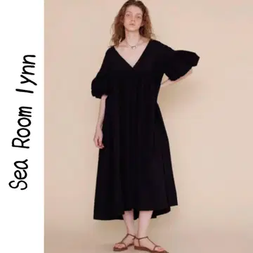 SeaRoomlynn 코튼 개더 퍼프 슬리브 드레스