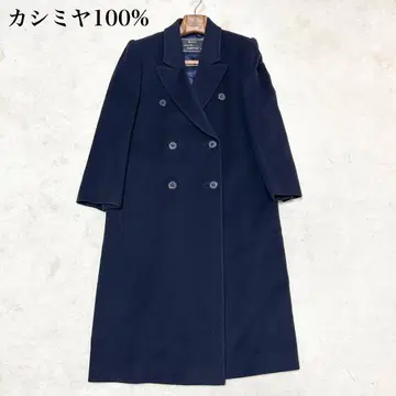 최고급 퓨어 캐시미어 더블 브레스트 체스터 코트 네이비 캐시미어 100%