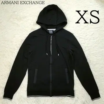 고품질 알마니 익스체인지 집업 후드티 XS 남성용 블랙