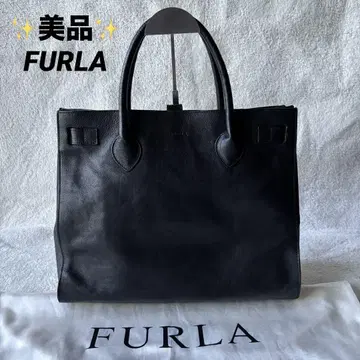 새상품급 FURLA 훌라 토트백 수납 가방 포함 블랙 가죽 천연 가죽