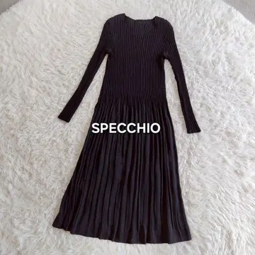 SPECCHIO 플리츠 롱 원피스 플레어 원피스 고급