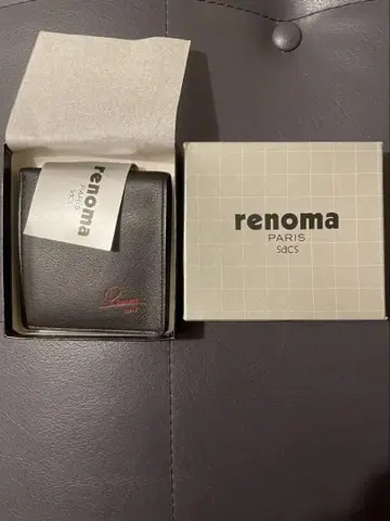 renoma Paris 접이식 지갑 블랙 시어링 가죽