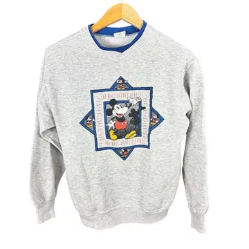 90s 미키마우스 맨투맨 트레이닝복 USA제 그레이 L 포켓 포함