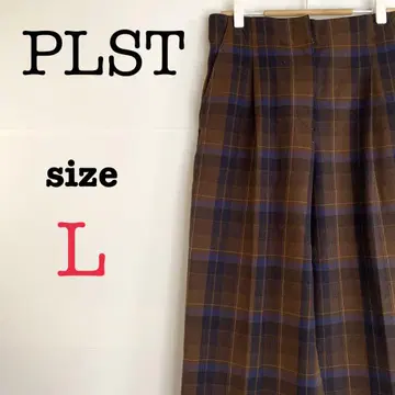 PLST 플라스테 [L] 여성용 체크 무늬 팬츠 루즈핏 캐주얼