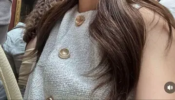 ZARA 트위드 스카이블루 베스트