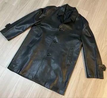 블랙 가죽 싱글 브레스 레더 자켓 코트 가죽 자켓