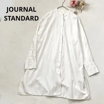 저널 스탠다드 롱 셔츠 블라우스 턱 노카라 밴드 카라