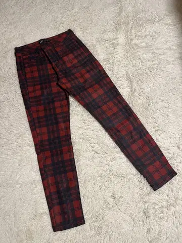 ZARA 체크 무늬 스키니 팬츠 빨검