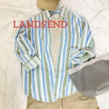 LANDS' END 빈티지 스트라이프 코튼 셔츠 긴팔
