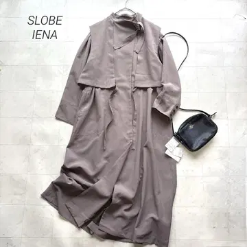 슬로브 이에나 미사용품 스탠드 카라 원피스 겉옷 트렌치풍 브라운