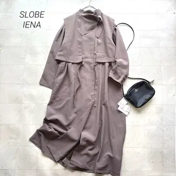 슬로브 이에나 미사용품 스탠드 카라 원피스 겉옷 트렌치풍 브라운