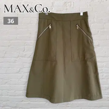 MAX&Co. 맥스앤코 올리브 그린 무릎 기장 플레어 스커트 36