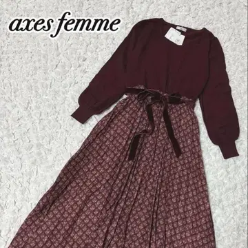 새상품 엑시즈팜 니트 도킹 원피스 와인 벨트