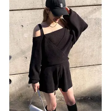SPIRALGIRL 레이어드 스타일 카슈쿨 니트 셋업