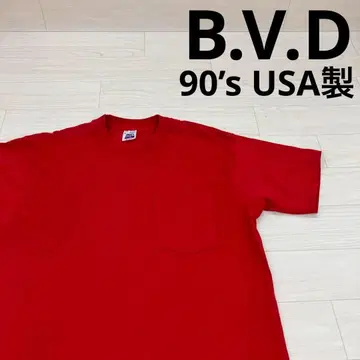 USED 구제 의류 BVD 90's USA제 싱글 스티치 포켓 T셔츠