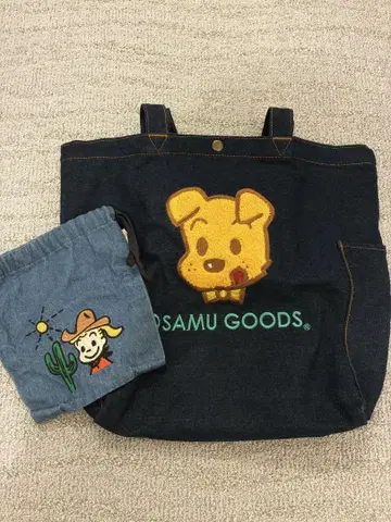 OSAMU GOODS 데님 토트백, 복조리