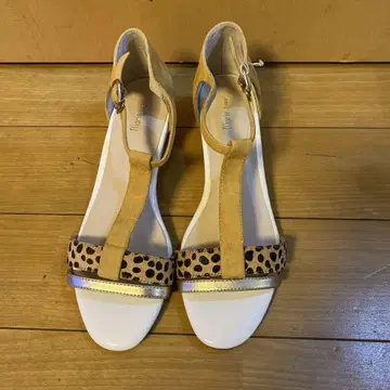 marie femme 베이지 레오파드 무늬 플립플랍 약 4cm 힐