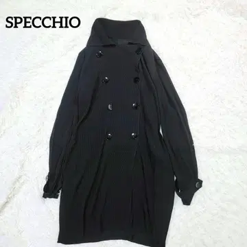 새상품급 스페치오 롱 가디건 플리츠 더블 버튼 블랙 L 얇은 소재