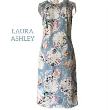 세탁 가능한 로라 애슐리 LAURA ASHLEY 스카이블루 꽃무늬 원피스