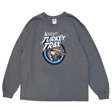 Y2K 빈티지 롱티 USA 러닝 페스티벌 기업 로고 차콜 그레이