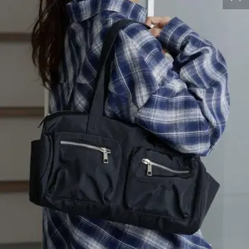 Kastane 나일론 보스턴 백 블랙