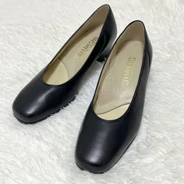 미사용급 HADASHI 펌프스 램 가죽 스퀘어토 23cm