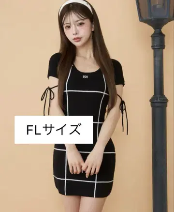 다리치 백 오픈 스티치 니트 미니 원피스