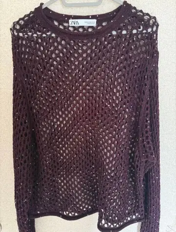 zara 자라 메쉬 니트 시어 니트 mesh knit 스웨터 보라색