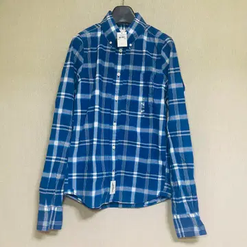 새상품 Abercrombie & Fitch 아바클로 체크 무늬 셔츠 블루