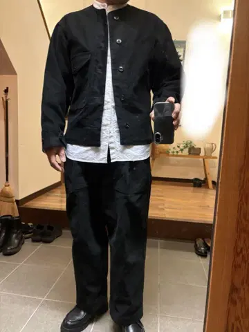 haversack 몰스킨 노카라 자켓 와이드 팬츠 셋업