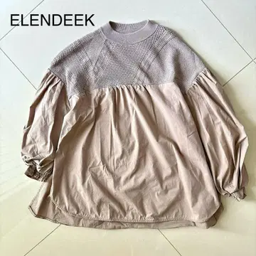 새상품급 ELENDEEK 상의/벌룬슬리브/콤비개더 블라우스