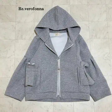 Re.Verofonna 후드티 본딩 프릴 그레이 집업