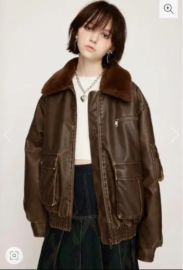 SLY VINTAGE F/LEATHER S/블루종