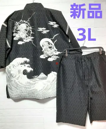 새상품 남성용 신사 3L 일본풍 패턴 일본풍 풍신뇌신 진베이 빅 사이즈