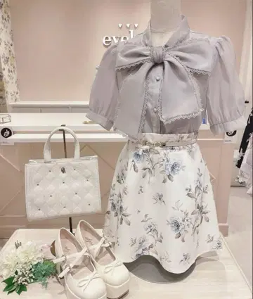 evelyn 리본 레이스 블라우스 핑크