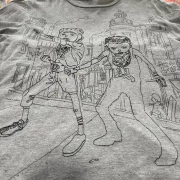 철콘 근 크리트 마츠모토 타이요 자수 UT 유니클로 티셔츠 그레이 S