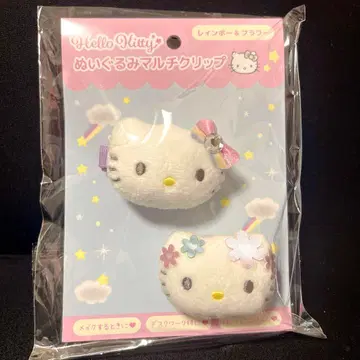 헬로키티 봉제 인형 멀티 클립 레인보우 & 플라워