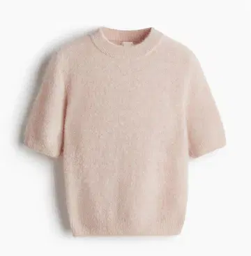 H&M 모헤어 블렌드 핑크 반팔 상의 L 사이즈