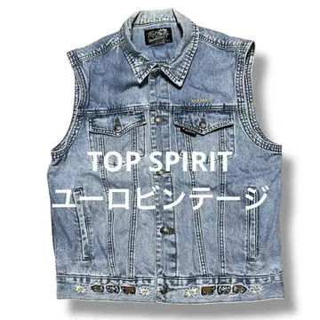 TOP SPIRIT 스위스 애니멀 자수 데님 베스트 유로 빈티지