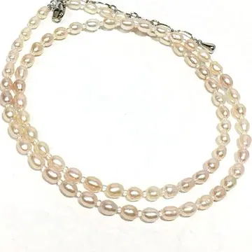 담수 진주 목걸이 41.5cm 부드러운 핑크 오렌지