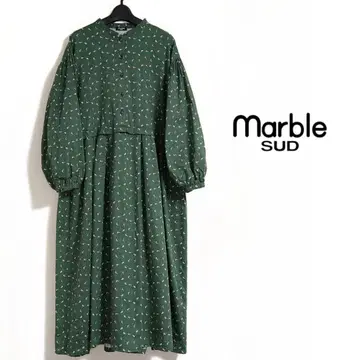 새상품급 marble SUD 작은 새 프린트 밴드 카라 원피스