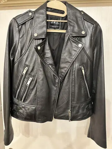 ZARA 블랙 양가죽 라이더 자켓