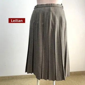Leilian 레리안 하운드투스 플리츠 스커트 모 100% 종아리 기장