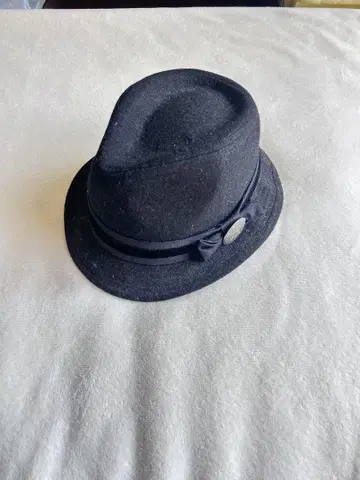 roial 블랙 울 페도라 햇 리본 포함